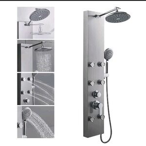 Luxury Rainfall Shower‎ Panel System w/ 6 Body Jets + 5-Function Wand